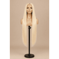 Illustrative image of a long 613 blonde straight wig on a display stand; length not verified from image